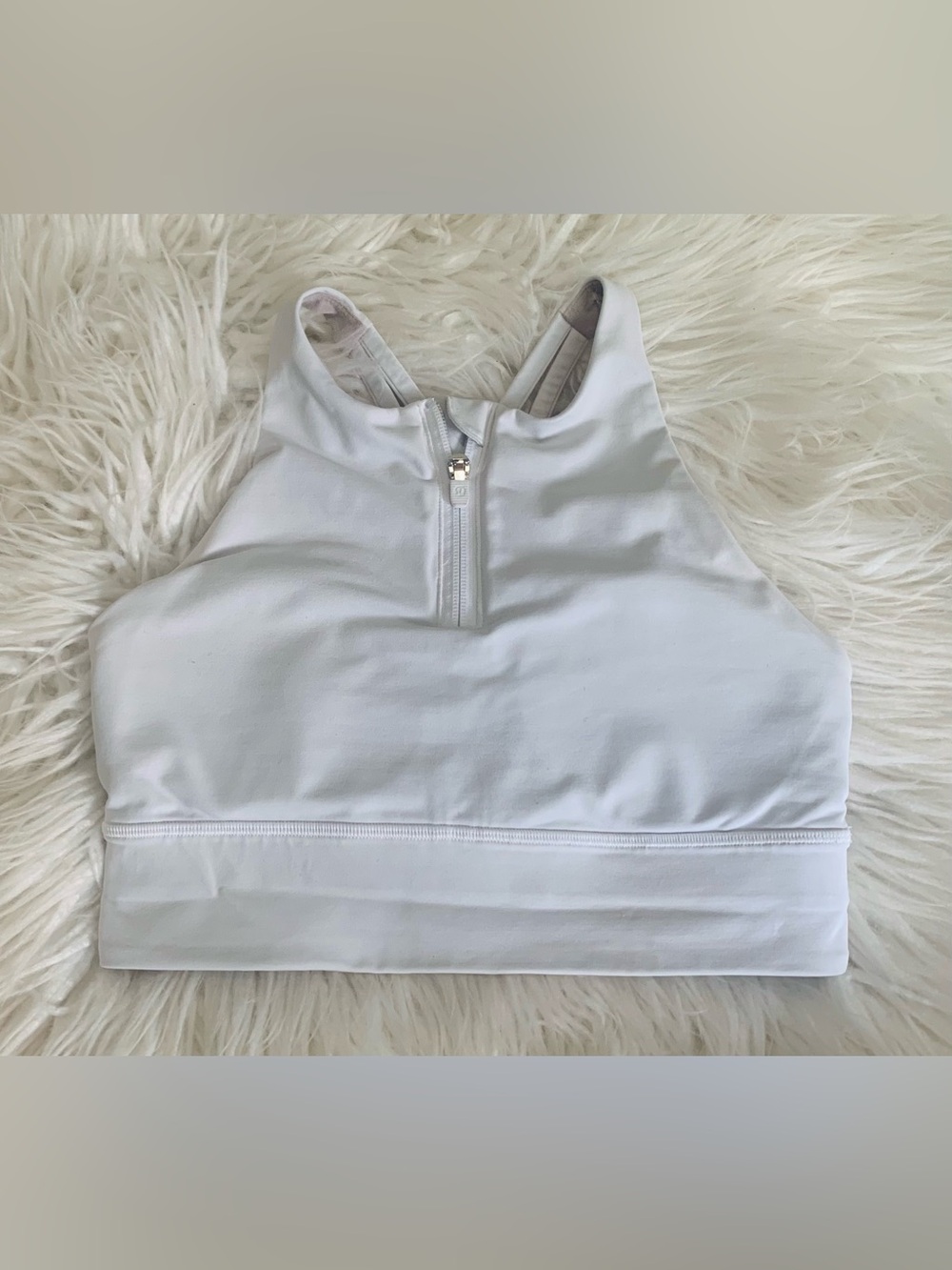 Lululemon Energy High Neck Longline Front Zip Bra White Size 6